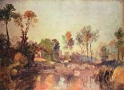 Joseph Mallord William Turner Haus am Flub mit Baumen und Schafen oil painting on canvas